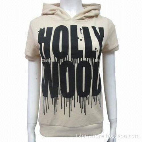 2014 short sleeve printed hood for women